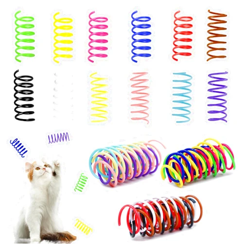 Andiker 12 Pcs Cat Spring Toys, Colorful Soft Sturdy Plastic Cat Spiral Toys with Great Elasticity Funny Interactive Cat Toys for Indoor Cats Kittens to Swat Bite Hunt (12 Pcs)