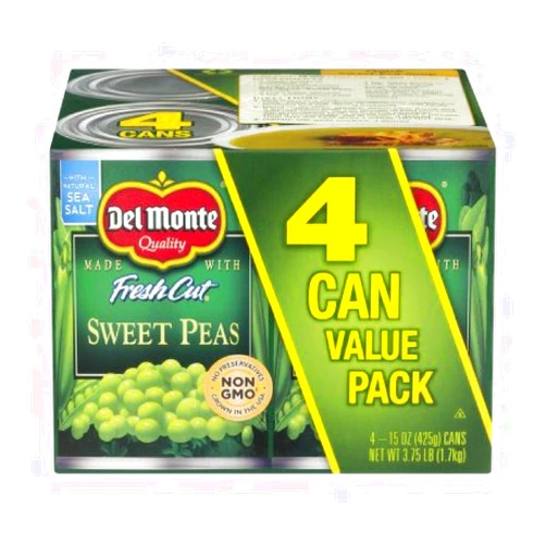 Del Monte Canned Fresh Cut Sweet Peas, 15 Ounce (Pack of 4)