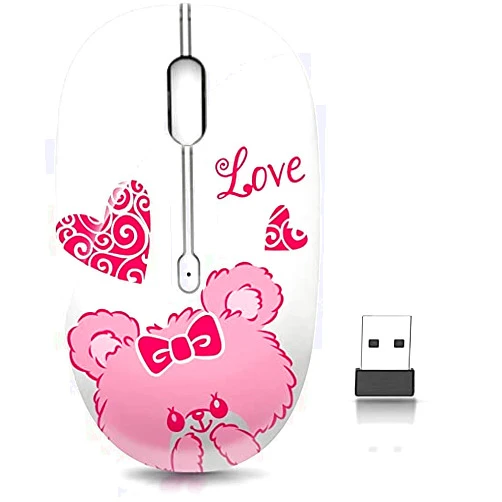 JUHOO Wireless Mouse with Nano Receiver for PC, Laptop, Notebook, Computer, MacBook, Less Noise, Portable Mobile Optical Mice(Bear).