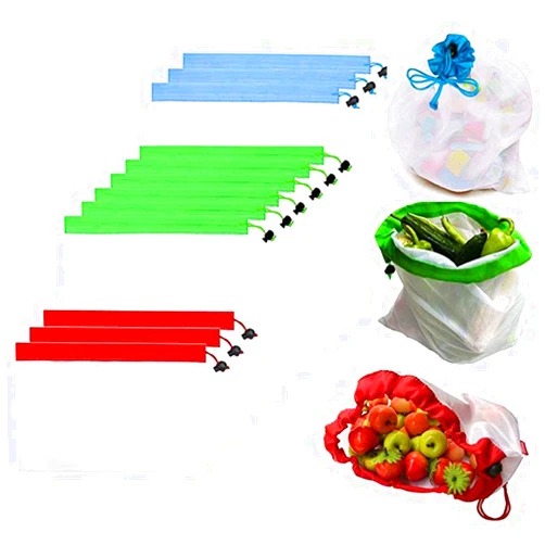 JUPAI Reusable Produce Bags, Set of 12, Premium Lightweight See Through Washable Mesh Bags, Food Safe Mesh Bags For Fruit, Veggies, Fridge Organizing, Toys & Books, Eco Friendly Net Bags (12pcs Mesh Bags)