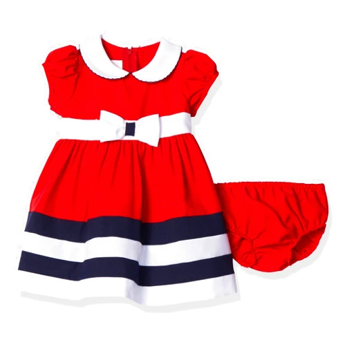 Bonnie Jean Bonnie Baby Baby Peter Pan Collar Nautical Dress and Panty Set, Red, 12 Months
