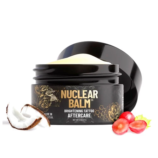 Derm Dude Nuclear Balm Brightening Tattoo Aftercare - Moisturizing Cream for Brighter Tattoos - 100% Natural Ingredients - Light-Weight - Non-Greasy (2 oz)