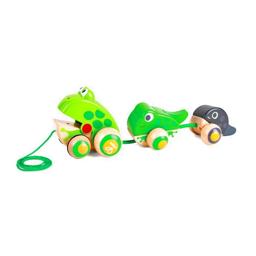 Hape Pull Along Frog Family with Anti-Rollover Wheels, Toddler Push and Pull Toys