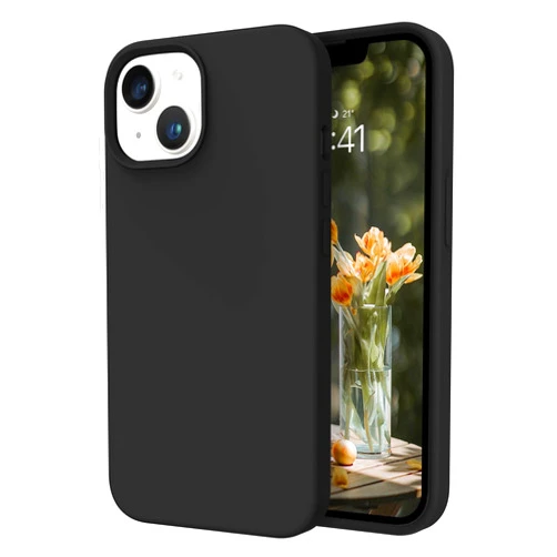 DOMAVER for iPhone 14 Plus Case, Phone Case for iPhone 14 Plus Liquid Silicone Soft Gel Rubber Microfiber Lining Cushion Cover Shockproof Protective-Black