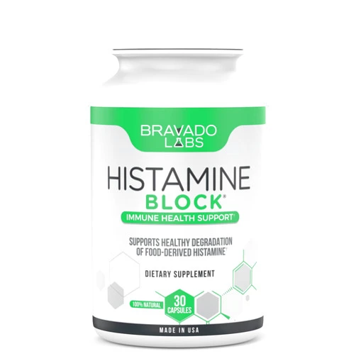 Bravado Labs Premium Histamine Block Supplement - Histamine Blocker Diamine Oxidase Supplement - Advance DAO Enzyme Supplement for Food-Derived Histamine Intolerance - Made in USA (30 capsules)
