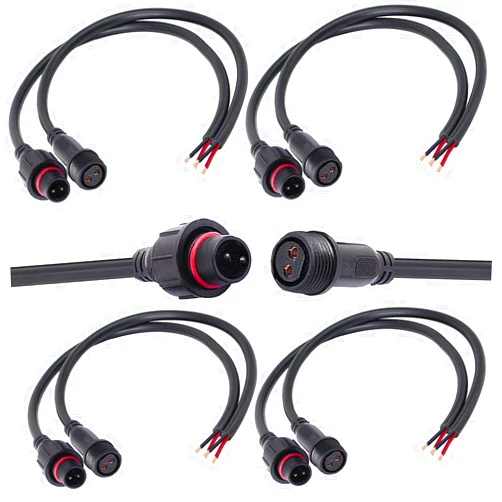 QOFOWIN 2 Wire Waterproof Connector, 2Pin Male Female Plug LED Connector,with 16AWG IP68 20CM Extension Cable for Car, Boat,Truck,Indoor/Outdoor LED Strip Lights(2Pin 5Pairs)