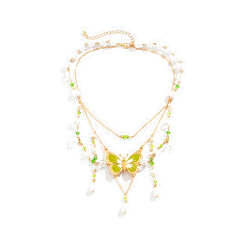 YURAOER Fairy Tassel Butterfly Choker - Colorful Pendant Necklace, Elegant Bohemian Costume Jewelry for Women