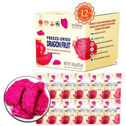 ONETANG Dried Dragon Fruit Chips (Pack of 12) for Drinks Refreshers, Healthy 1 Ingredient Superfood Snack, Crunchy Crisp, Dehydrated Dry Red Pitaya Pieces, Gluten Free Vegan 4.23 Oz