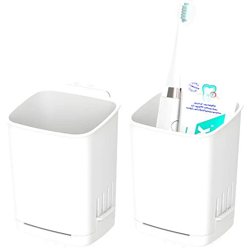SIBRANT 2 Packs Wall Mounted Toothbrush Holders, Self Adhesive Bathroom Toothbrush Wall Holder for Electric Toothbrush, Toothpaste, Razor,Shower Item (White