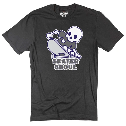 EBOLLO Skater Ghoul T-Shirt, Funny Skeleton Skateboarding Tee, Halloween Skateboard Shirt