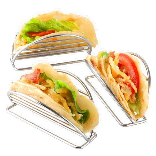 YellRin Taco Holders Stand Stainless Steel Taco Rack Tray Stand Up Holder Kitchen Set for Tortillas, Burritos, Parties & Restaurants (Taco Holder)