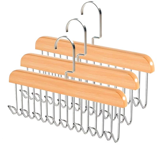 MIKJEZB 3 Pack Bra Hanger, Belt Hanger for Closet with 20 Metal Hooks Tank Top Hanger Space Saving Tie Rack for Men Closet Organizers and Storage Hanging for Sport Bra, Belt, Tie, Scarf, Lingerie