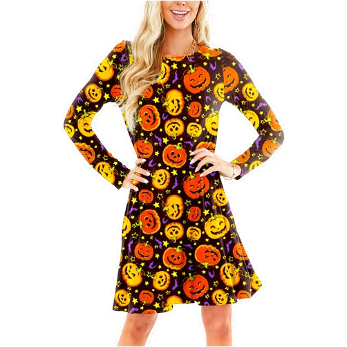 Deerose Women Halloween Dress with Pockets Funny Long Sleeve Outfits