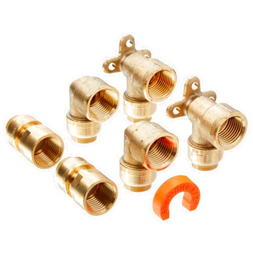 SharkBite Shower and Tub Connection Kit, Push to Connect Brass Plumbing Fittings, PEX Pipe, Copper, CPVC, PE-RT, HDPE, 25567