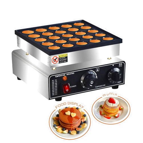AEYDJXMER 110V US Commercial 25PCS Mini Dutch Pancake Maker,950W Mini Pancake Poffertjes Machine,Non-stick Dorayaki Maker, Dutch Poffertjes Grill,Stainless Steel, Snacks, Desserts