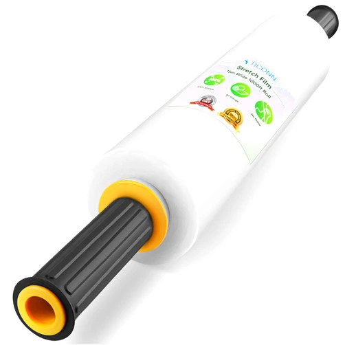 TICONN Stretch Wrap Stretch Film Roll, 1000ft Industrial Strength 15 inch Wide Clear Plastic Wrap with Handles for Pallet Wrapping Shipping Moving