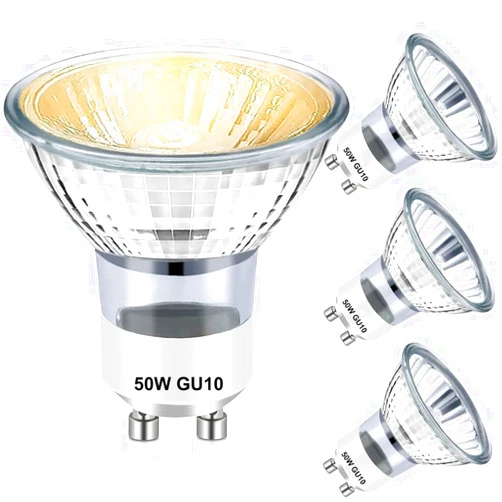 MXQFG (4 Pack) GU10 Halogen Light Bulb,Warm White, Dimmable, GU10/ 120V 50W Halogen Light Bulbs, MR16 Light Bulb with Glass Cover