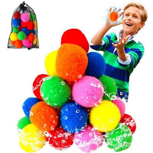 EYASIH 24 Pcs Reusable Refillable Water Balloons, Quick Fill Water Bomb Splash Balls for Party, Backyard Pool Beach Bath Toys for Kids, Outdoor Activities Games for Boys Girls