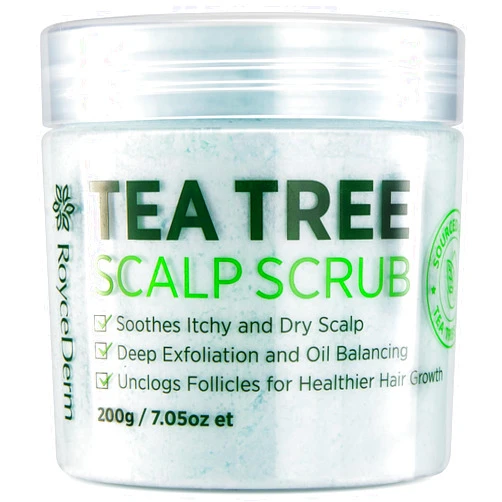 Roycederm Tea Tree Scalp Scrub – Pre-Shampoo Exfoliating Treatment for Dry, Flaky Scalp – Deep Cleansing, Refreshing & Balancing Formula for Healthy-Looking Hair