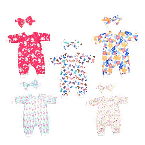 Sweet dolly Reborn Baby Doll Clothes Accessories, 5 Set of Doll Clothes, Jumpsuit Bow Headband Outfits for 20 Inch to 22 Inch Dolls, 10 PCs in Total Doll Clothes and Accessories