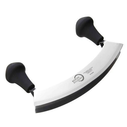 Mercer Culinary Double Blade Rocking Mezzaluna Knife with 2 Knob Handles, 8 Inch, Stainless Steel