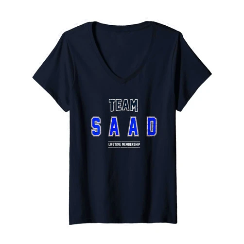Proud Family Saad Surname Apparel Womens Distressed Team Saad Proud Family Surname Last Name V-Neck T-Shirt