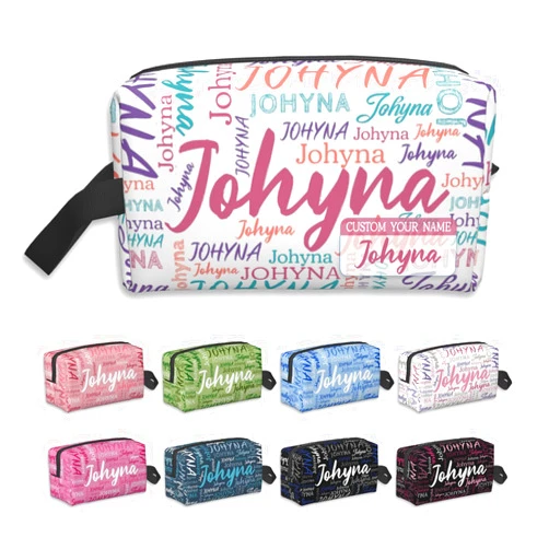 Viezrrle Custom Makeup Bag with Name Personalized Name Big Capacity Toiletry Bag with Zipper, Customized Waterproof Cosmetic Bag Gifts for Women Men Travel Vacations