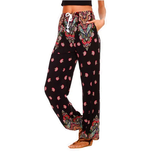 Urban CoCo Women's Floral Print Summer Boho Pants Harem Beach Vacation Pants