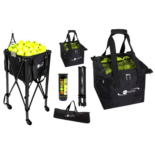 Morvat Tennis Ball Cart 2.0 with Replacement Bag, Portable & Lightweight, Foldable Frame, 1 Year Warranty
