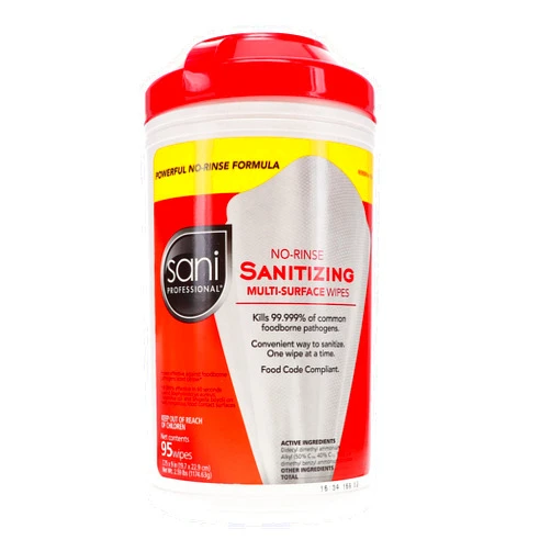 Sani Professional Table Turners No-Rinse Sanitizing Wipes, 18 Oz, 95 Count (Pack of 6)