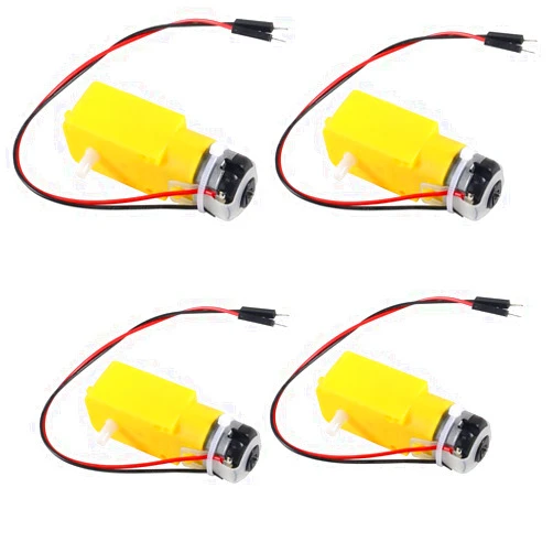 D-FLIFE 4pcs TT Motor Dual DC 3-6V Gearbox Motor 200RPM Ratio 1:48 Shaft Motor with 2.54mm Wire for Arduino DIY Smart Car Robot