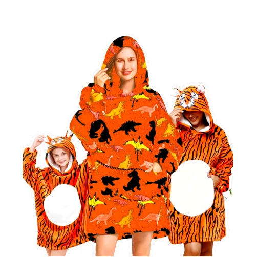 ZAJIO Blanket Hoodie Oversized Wearable Hooded Blanket for Adult Women Men Super Soft Cozy Warm with Giant Pocket Tiger