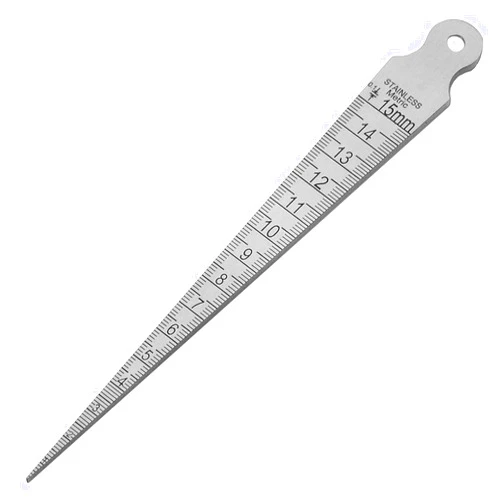 JONMON Taper Gauge, 1-15mm 1/32-5/8 Inch Stainless Steel Gap Taper Welding Thickness Gauge Gage Test Ulnar, Inch & Metric Hole Inspection measure Tool