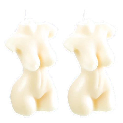 Nuanchu 2 Pieces Body Soy Candle Female Body Shaped Candle Woman Torso Candle Woman Bust Candle Home Decoration for Christmas Bedroom Bathroom Aesthetic Decoration (White, Simple Style)
