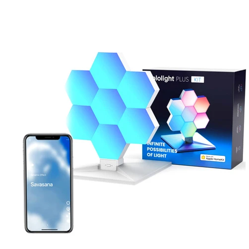 Cololight RGB Light for Gaming PC Setup, USB-Power Gaming Lights, Sync Music Hexagon Wall Lights with 70 Effects, Desk Gaming Accessories, Work with Alexa&Google,HomeKit,7Pcs Plus