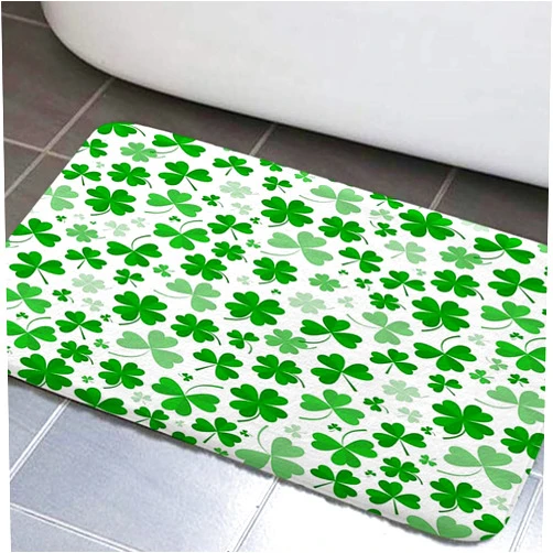 JAWO St. Patricks Day Bathroom Rugs, Green Clover Super Absorbent Bathroom Rugs Shamrock Bath Mat for Bathroom Irish Happy St Patrick's Day Shamrocks Spring Holiday Bath Mat Rug Bathroom Floor Mat(17
