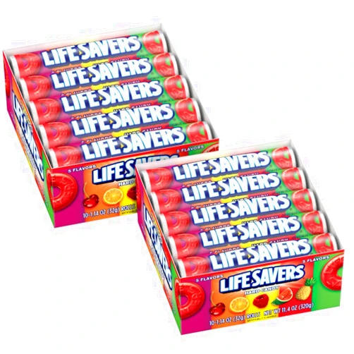 LIFE SAVERS 5 Flavors Hard Candy Rolls, 1.14 Ounce - 10 Count (Pack of 2)