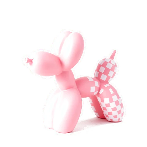 Vilead Resin Balloon Dog Statue with Checkered Pattern,Modern Home Decoration Trendy Animal Art Ornaments,Collection Figurine Bedroom Living Room Office Desktop Sculpture