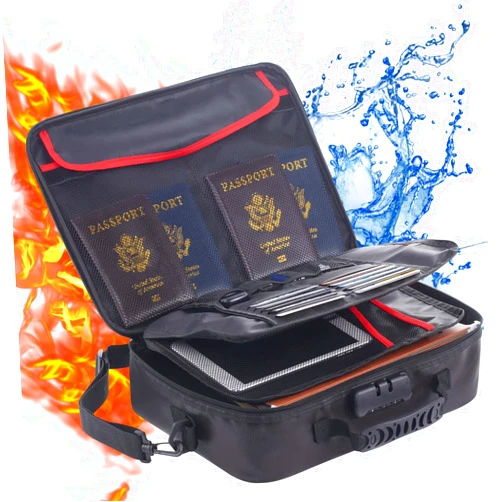 SEKAM Fireproof Document Bag with Lock & Fireproof Money Bag for Cash Set, Fireproof Document Safe Organizer for Travel, Fireproof File Storage Bag with Lock, Multi-Layer Portable File Organizer Black