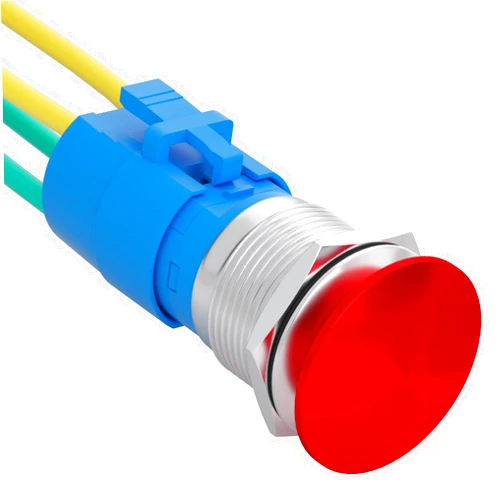 APIELE 22mm 10A Mushroom Head Momentary Push Button Switch IP65 Waterproof DPST 2NO Push Button 12V 24V 36V DC 110V 250V AC 10A (RED, 22MM)