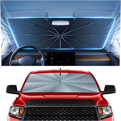 Autorder Windshield Sun Shade Umbrella for 2007-2025 Toyota Tundra Accessories,Upgraded Ice Crystal Material,Easy Setup Umbrella Sunshade for Car Windshield,100% Sun Blocking