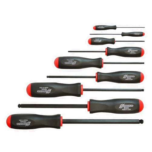 Bondhus 10699 Set of 9 Balldriver Screwdrivers, ProGuard Finish, sizes 1.5-10mm
