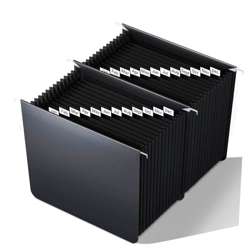 Fun storage Plastic Expanding Hanging File Folders Letter Size,26 Expandable Pockets,Colored Alphabetical A-Z Tabs,Innovative Accordion Hanging Folder for Filing Cabinet,Fun Storage Office Supplies,Black