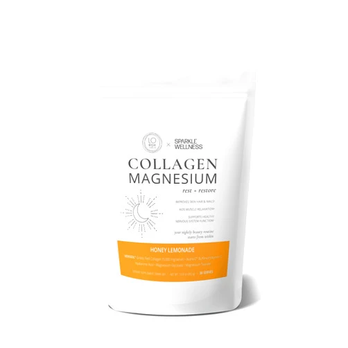 Sparkle Wellness Collagen Magnesium Rest + Restore (Honey Lemonade) [30 Serves] | VERISOL Bioactive Collagen Peptides, Magnesium Glycinate & Taurate Salts | Lauren Roxburgh Rest + Restore | Calming Beauty Routine