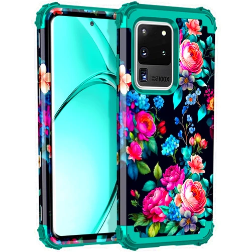 Rancase for Galaxy S20 Ultra Case,Three Layer Heavy Duty Shockproof Protection Hard Plastic Bumper +Soft Silicone Rubber Protective Case for Samsung Galaxy S20 Ultra 5G,Glow in The Dark-Blackish Green