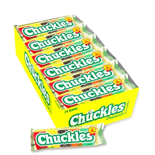 Wonka Chuckles Original, Jelly Sugar-Coated Candies, Fruit Flavored Candy, 2 Ounce Bars (Pack of 24)