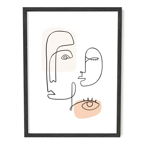 HAUS AND HUES Minimalist Picture Line Drawing Wall Art Minimal Wall Art Minimalist Poster Minimalist Line Art Minimalist Art Wall Decor Simple Poster UNFRAMED 12” x 16” (Colored Abstract Face)