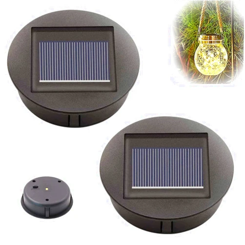WGEGO Solar Garden Lights, Solar Lantern Light Replacement Top with LED Bulbs Solar Panel Lantern Lid Lights Replacement Top Light for Outdoor Hanging Lanterns DIY Table Lights Patio Garden Decor(2 Pack)
