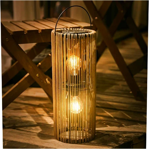 GIBMIDSER Solar Lanterns Outdoor Waterproof Hanging Rattan Weaving Solar Garden Lanterns Solar Powered with Handle,Decorative Retro Rattan Solar Lights for Garden / Yard / Patio / Porch.
