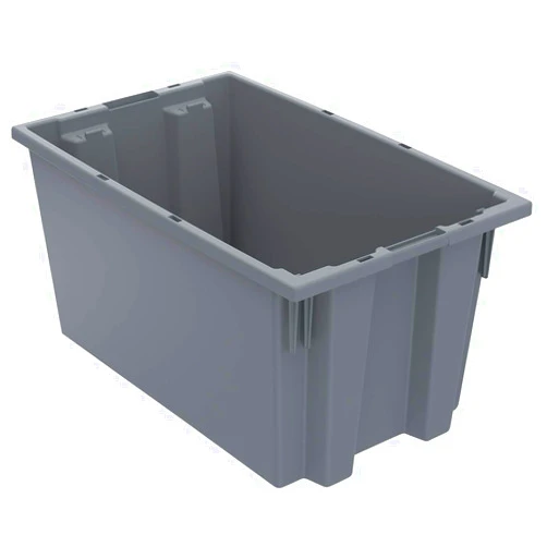 Akro-Mils 35185 Nest and Stack Plastic Storage Container and Distribution Tote, (18-Inch L x 11-Inch W x 9-Inch H), Gray, (6-Pack)